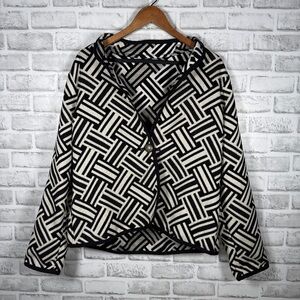 Trimdin Reversible Graphic Jacquard Jacket Black Cream Made USA Women’s Large